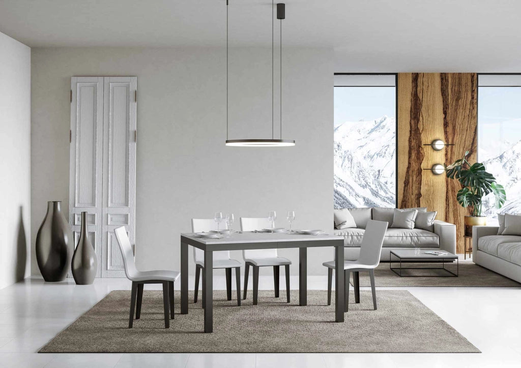 Tavolo allungabile 90x120/380 cm Every Evolution Bianco Frassino telaio Antracite