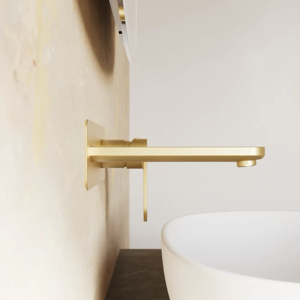 Miscelatore lavabo ad incasso placca squadrata oro spazzolato | Meryl