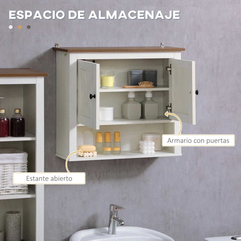 Armadio da bagno a muro con 2 ante e ripiani ¨C zephmum ¨C 60x19,5x52,5 cm bianco