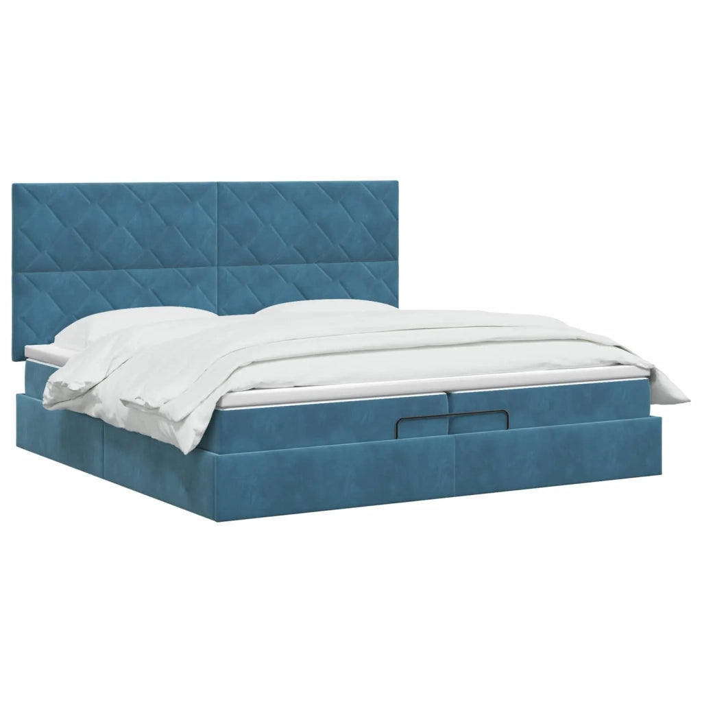 Letto ottomano con materasso Blu Scuro 200 x 200 cm Velluto 3457819