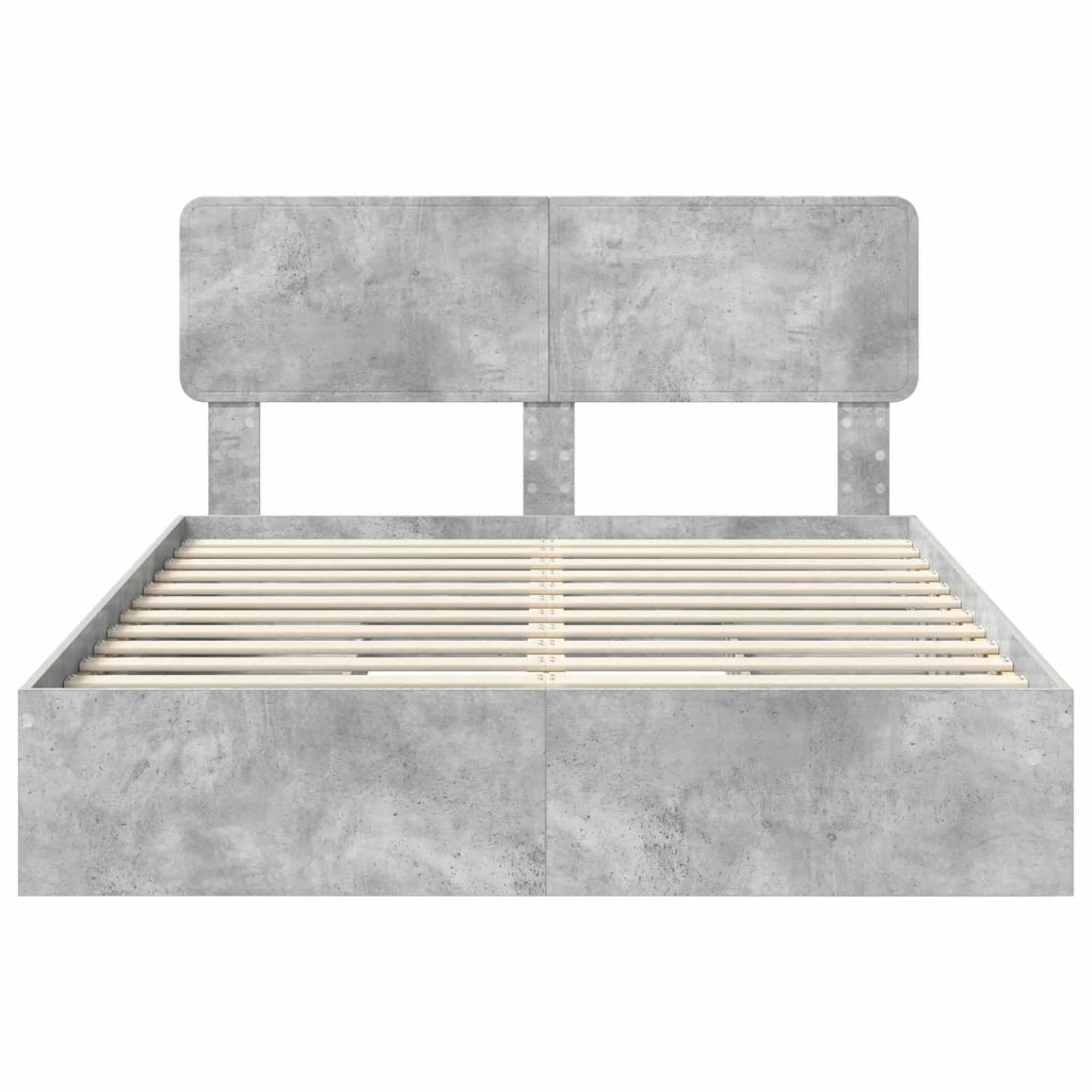 Letto con Contenitore con testiera Grigio cemento 150 x 200 cm