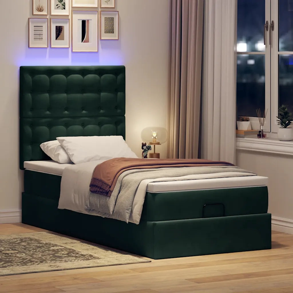 Struttura Letto Pouf con Materassi 80x200 cm Velluto