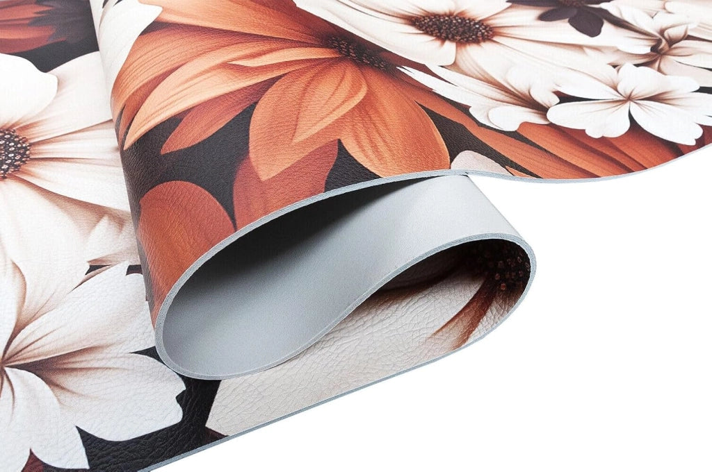 Tappeto Cucina Gomma Pvc 51x400 cm Design Elegante Morbido Antiscivolo Fiori 3D Colori Caldi