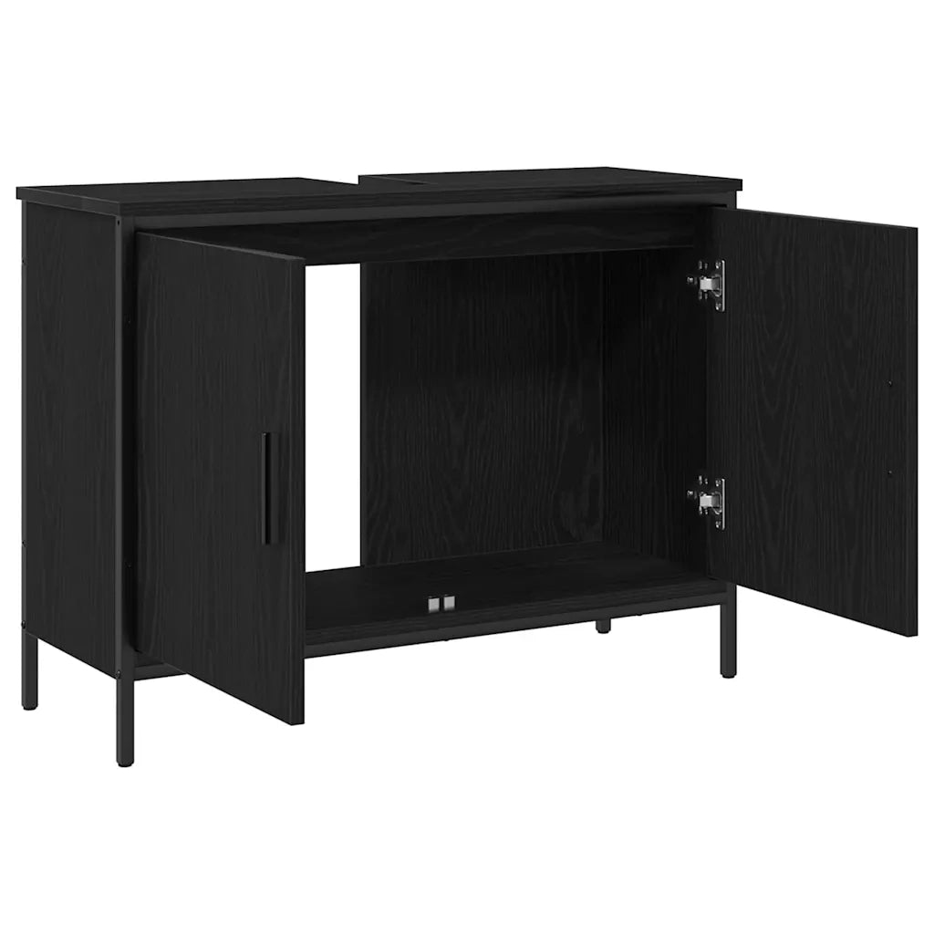 Armadio per Lavabo da Bagno Rovere Nero 80 x 30 x 60 cm 863119
