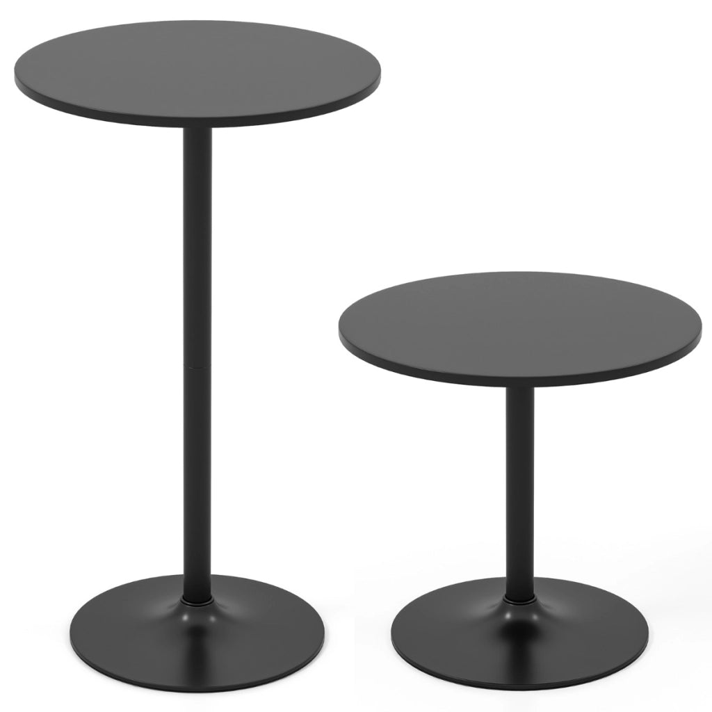 Tavolo da cocktail 101,5 cm si trasforma in tavolo caff¨¨ 56 cm, Tavolo bistro rotondo 2 pezzi finitura polvere elegante Nero-Tavolini da salotto
