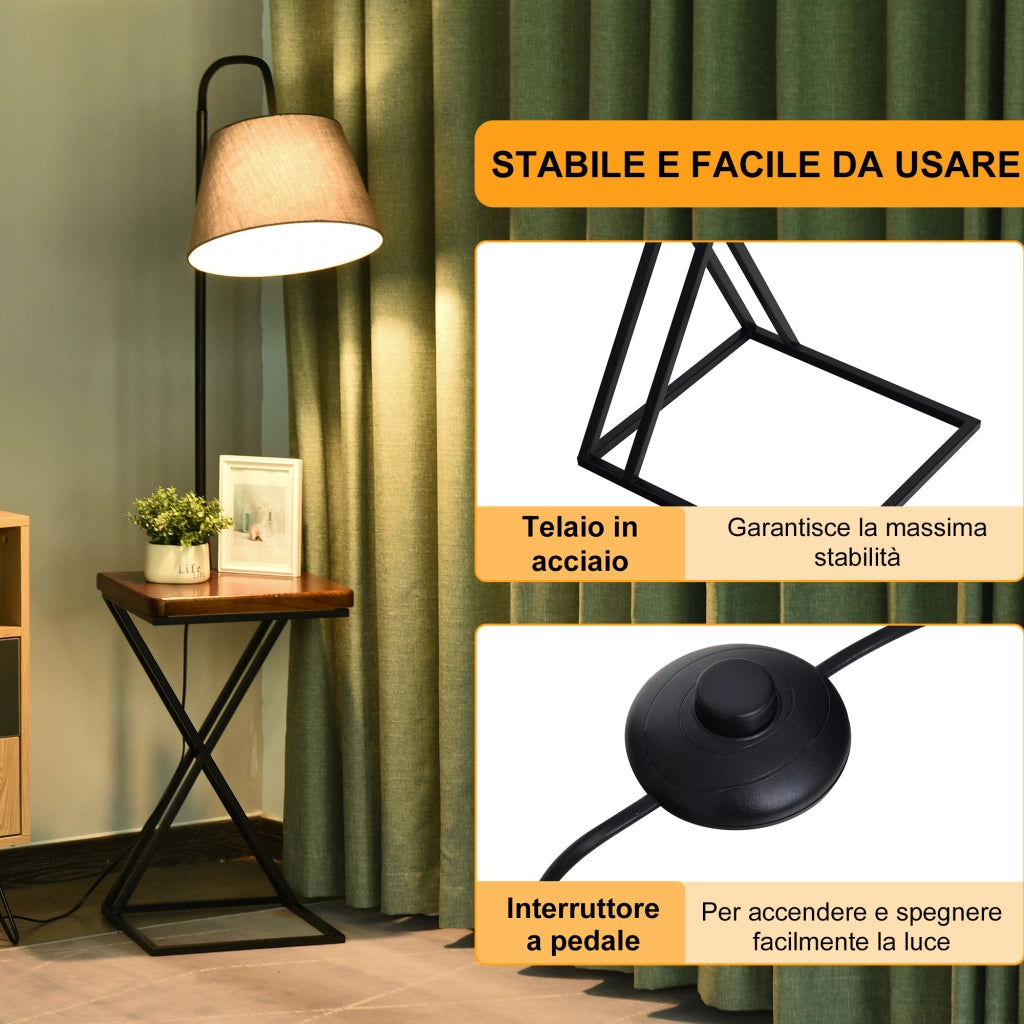 EasyComfort Lampada da Terra Moderna con Caricatore Wireless e Testa Flessibile per Soggiorno, Camera da Letto e Ufficio, 36x36x165 cm