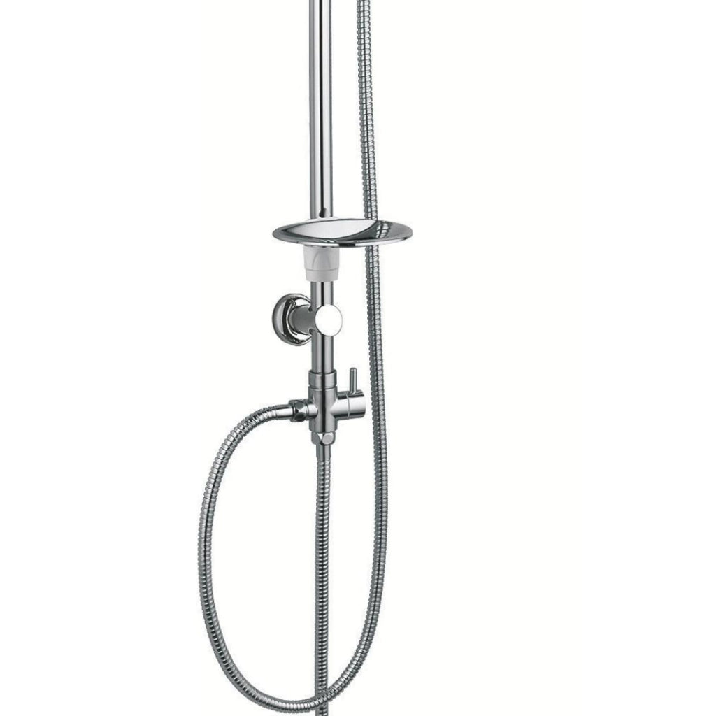 Colonna doccia attrezzata 025 ottone cromato soffione tondo doccetta *** materiale staffe a parete abs, pezzi 1