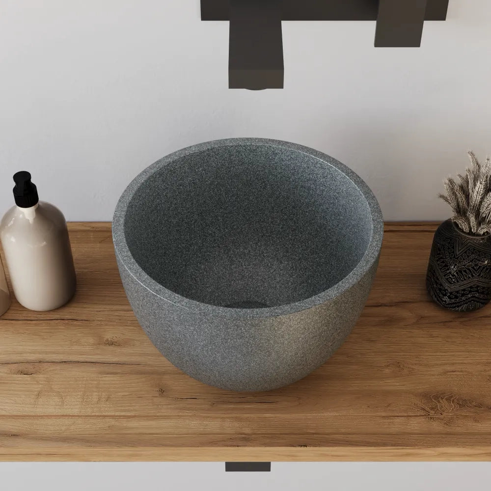 Lavabo da appoggio tondo in microcemento 22,5x15,5 cm grigio | Sevan