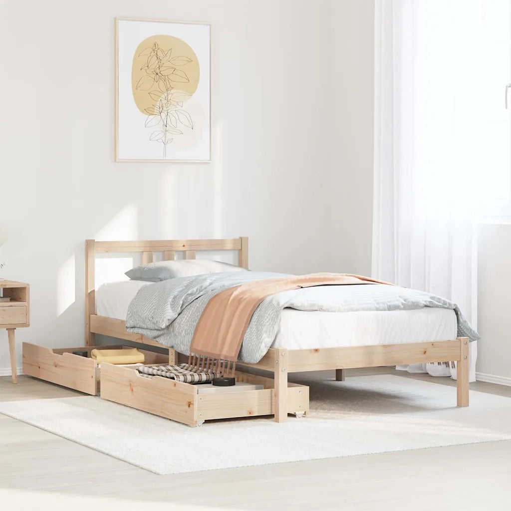 vidaXL Letto senza Materasso 75x190 cm in Legno Massello Pino