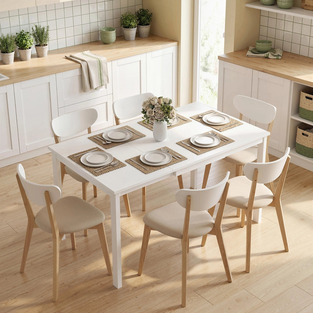 Tavolo da Pranzo Allungabile Rettangolare Salvaspazio, 80-120cm, Bianco