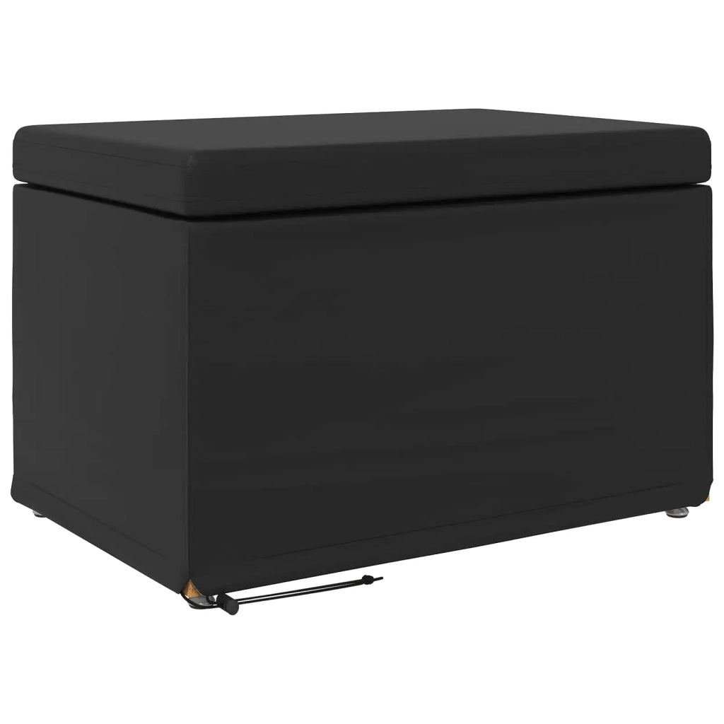 Pouf Nero Pelle Sintetica e Legno Ingegnerizzato