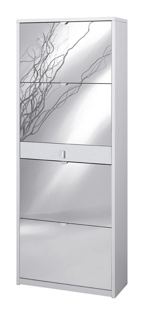 KIT SCARPIERA SPECCHIO ANTE A RIBALTA H164 L63 P29 Cm FINITURA BIANCO FIAMMATO SARMOG Sk569spk