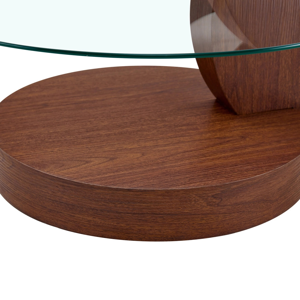 TAVOLINO DA SALOTTO 78,5x78,5x24,5 cm MDF e vetro trasparente effetto noce
