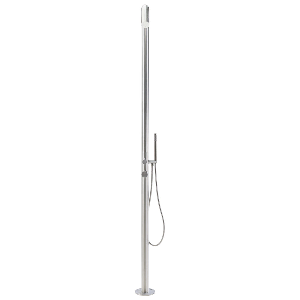 Set Doccia Miscelatore da Giardino per Esterni in Acciaio Inox Color Argento con Funzione Pioggia Moderno