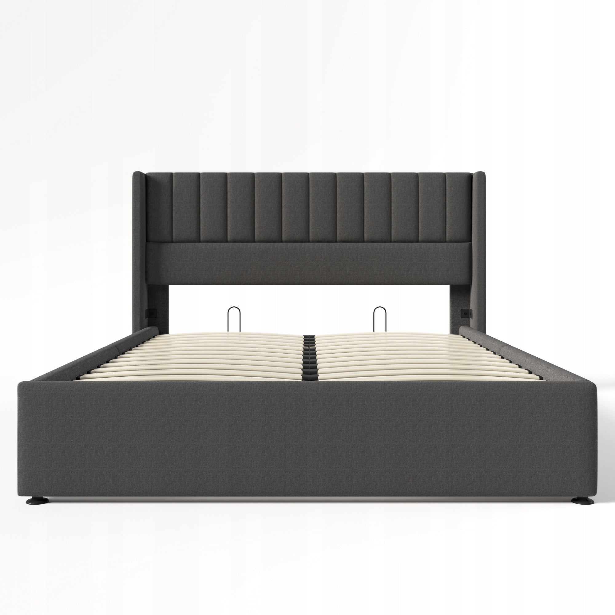 Letto singolo 90x200 - Xylo - Grigio con USB-C e materasso incluso