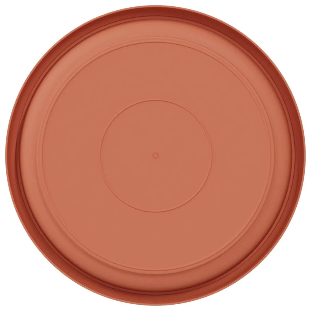 Set di 6 vassoi rotondi per fiori adatti sia per interni che per esterni 21,5 x 21,5 x 2,5 cm in plastica rosso mattone 02_0059338