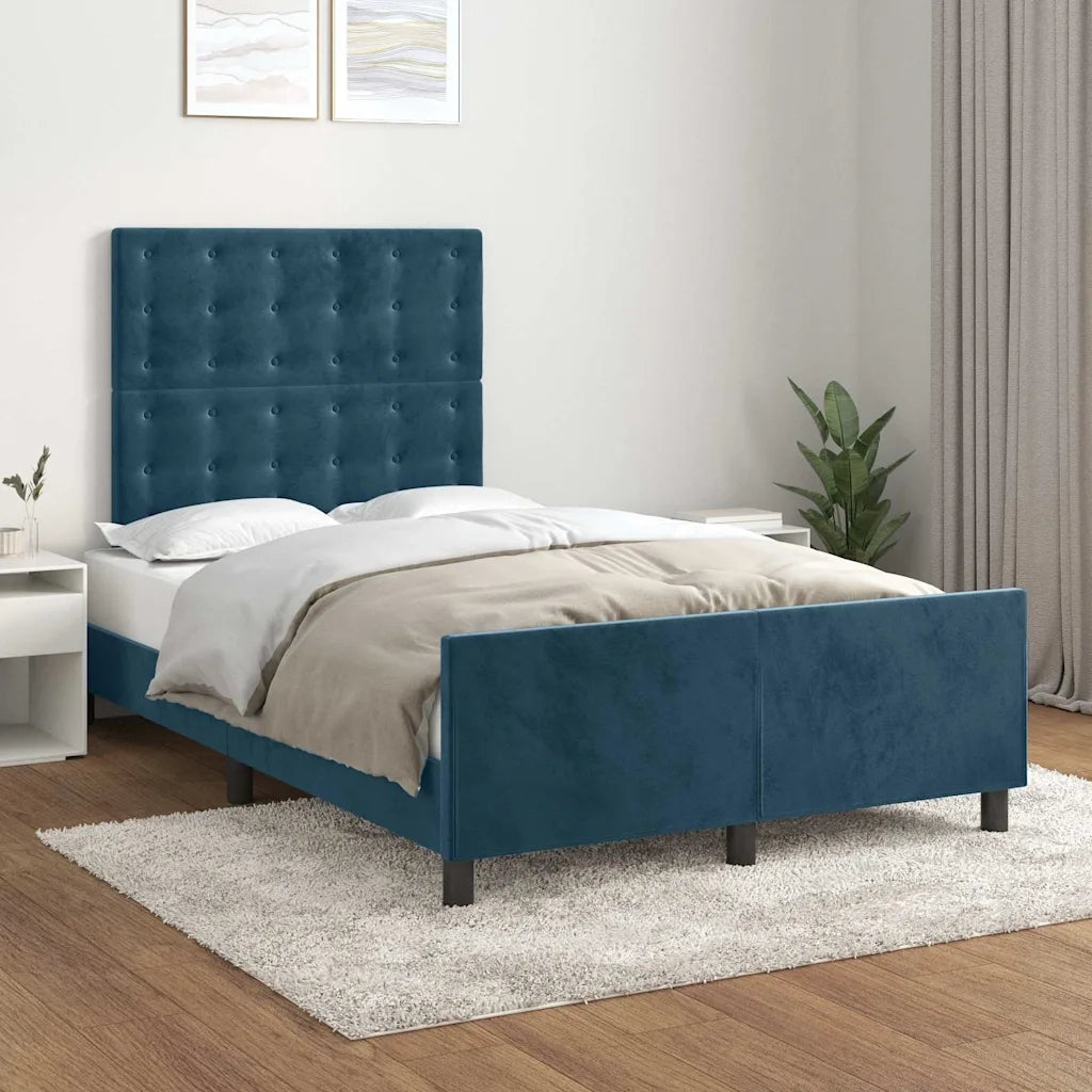 Giroletto senza Materasso Blu Scuro 120x200 cm in Velluto