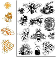 Stampe trasparenti in gomma per cartoleria e scrapbooking 16 x 10,9 cm con api, margherite e motivo di ragnatela vintage