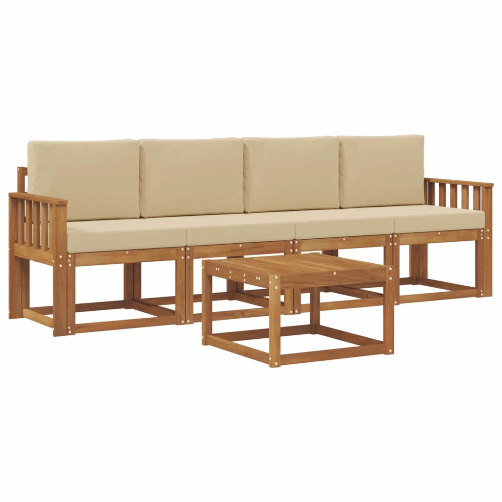 Set di divani da esterno con cuscino 5 pcs Naturale e Beige