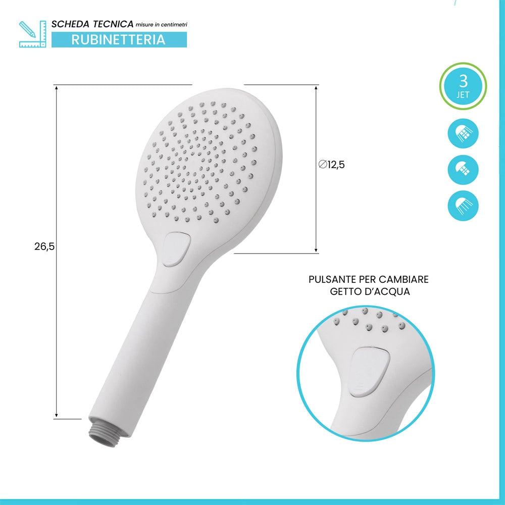 Doccetta tonda 26,5 cm in ABS cromo con 3 getti Hidra