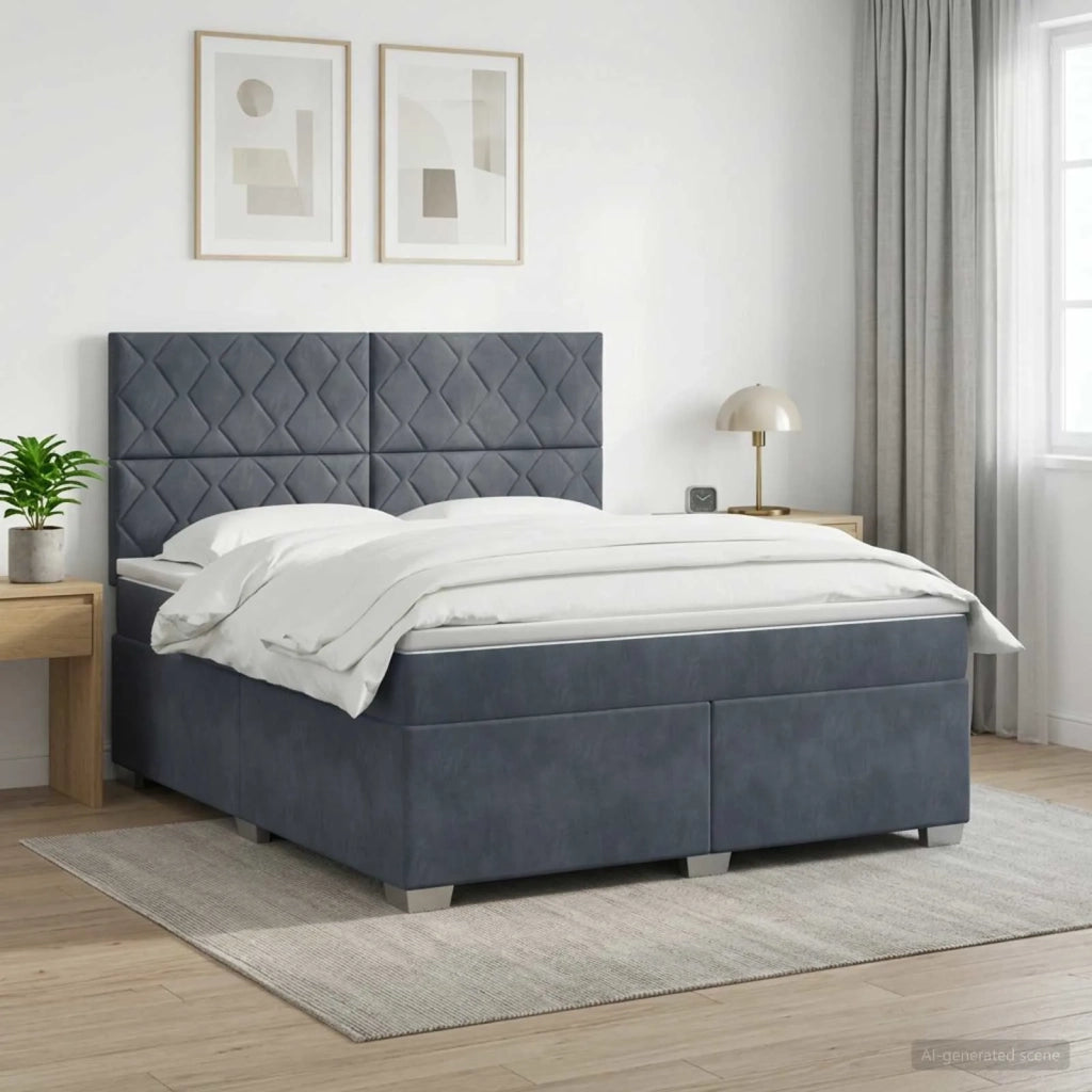 Letto box spring con materasso Grigio Scuro 140 x 200 cm 3453663