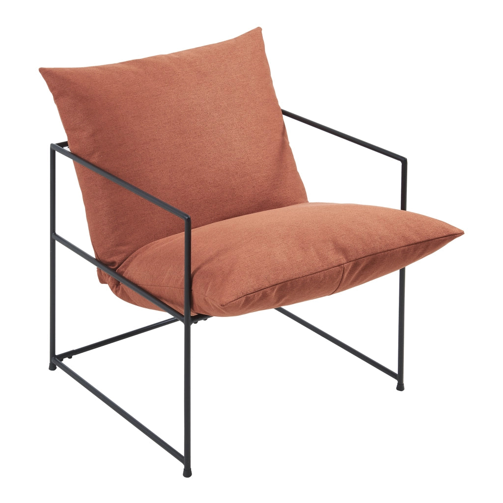 Poltrona Utsjoki con Cuscino Imbottito Sedia Relax 90 x 61 x 70 cm Nero / Arancione [en.casa]