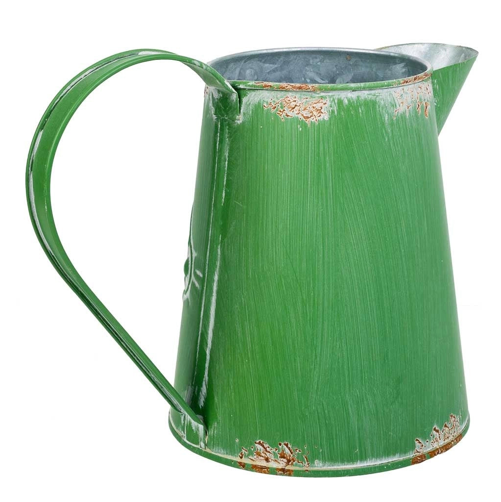 Brocca metallo verde 20,5xb13x15,5/17h td:9,5
