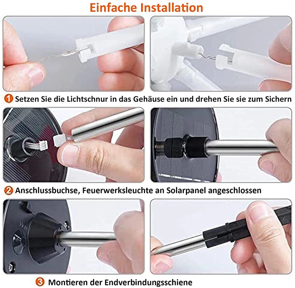 Luci natalizie energia solare Fuochi d'artificio 80 Led Luce Fredda telecomando