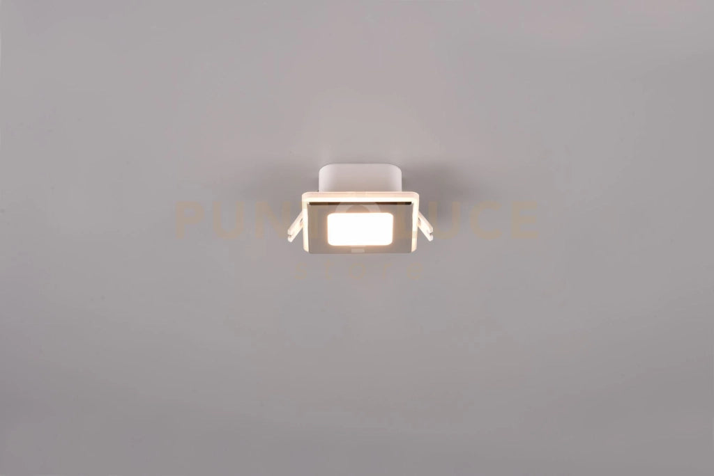 NIMBUS FARETTO DA INCASSO LED  5W 450lm, 3000K QUADRATO BORDO CROMATO ACCENSIONI SEPARATE 8,5CM X 8,5CM