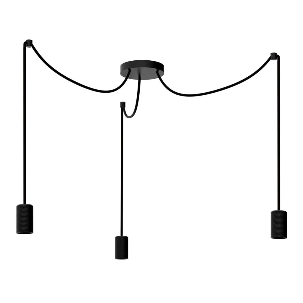 Lampadario moderno 3 luci a sospensione E27 design minimal industriale cavi regolabili per cucina soggiorno tavolo
