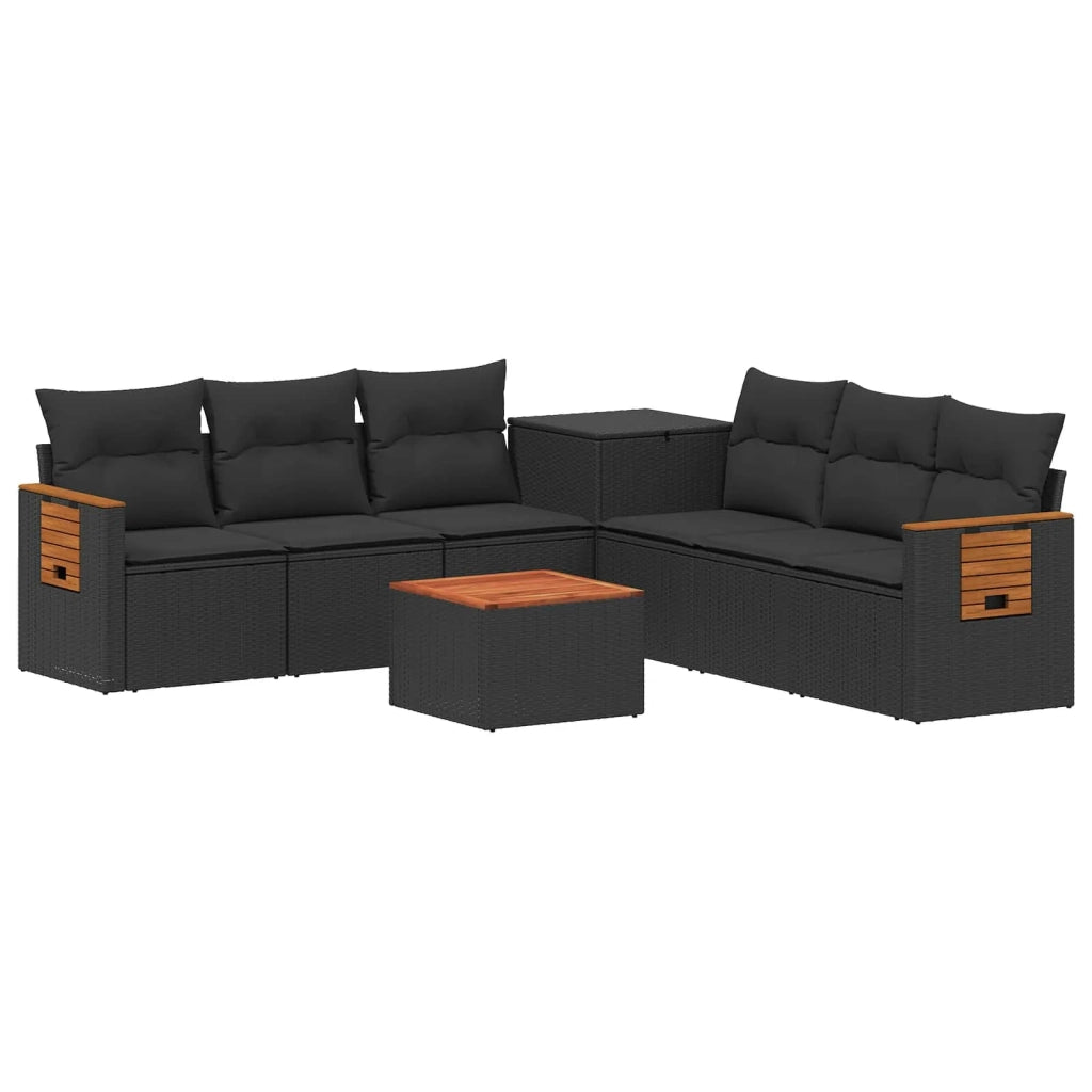 Set di divani 8 pz Nero Rattan sintetico e Acciaio 3448584