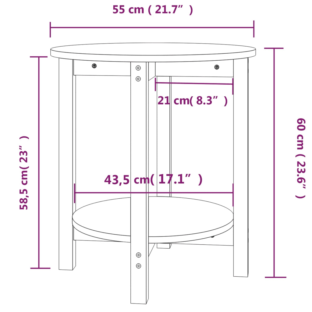 Tavolino da Salotto Grigio Ã˜ 55x60 cm in Legno Massello di Pino cod mxl 6289