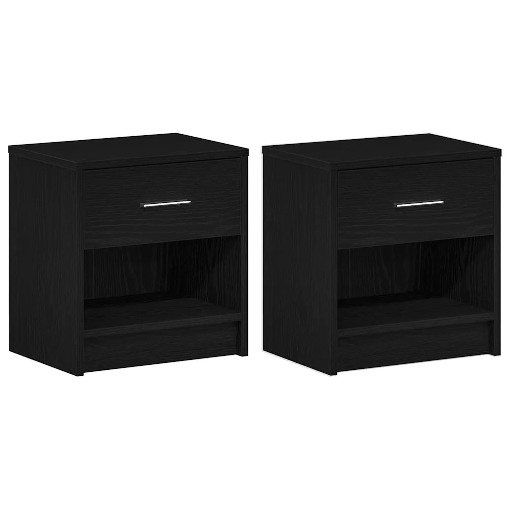 Comodini 2 pz con Cassetto Nero 39x28x41 cm
