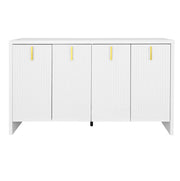 Sideboard bianco moderno con maniglie dorate e ripiani regolabili 140x80x38 cm