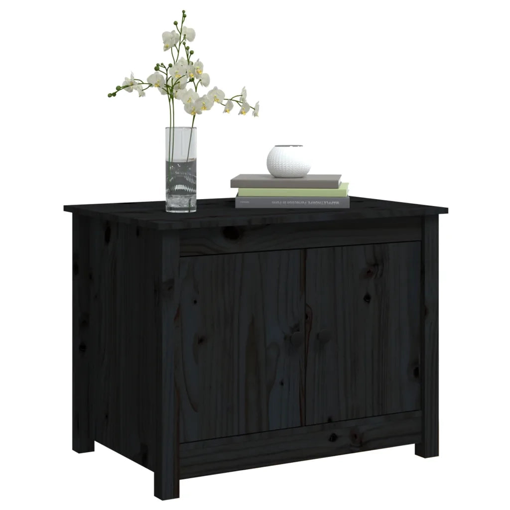 Tavolino da Salotto Nero 71x49x55cm in Legno Massello di Pino 820930