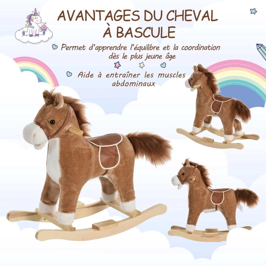Cavallo a Dondolo ¨C ZephMum ¨C Legno Naturale 65x32.5x61 cm