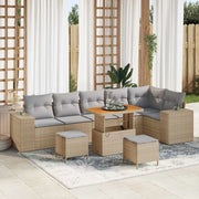 Set Divano da Giardino con cuscino 9 pcs Beige polyrattan 3362027