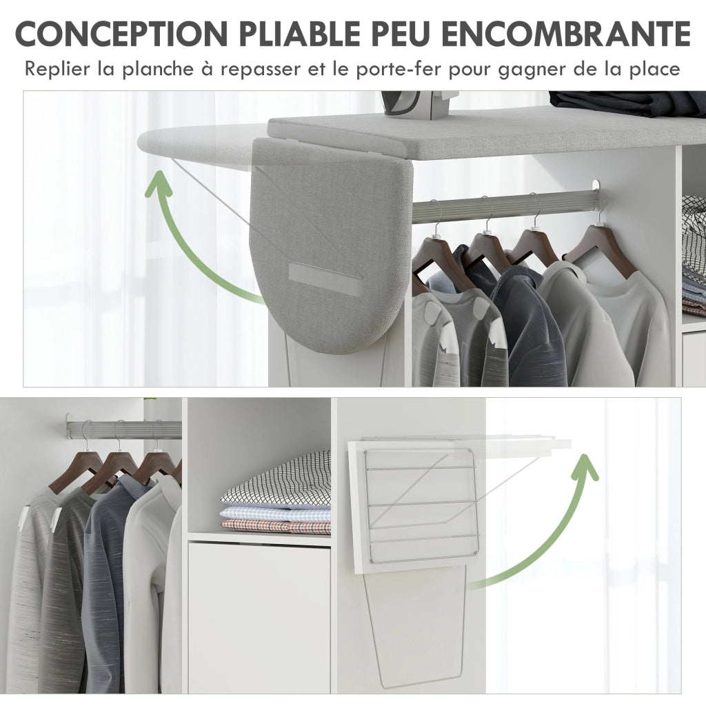 Armadio da stiro con ruote ¨C Zephmum ¨C Bianco 127x42.5x99 cm