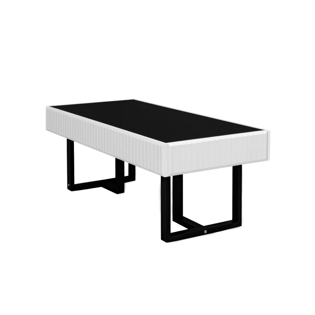 OKWISH Set di 2 Mobili da Soggiorno, Mobile TV e Tavolino con Vani Contenitori, MDF e Truciolato Nero e Bianco