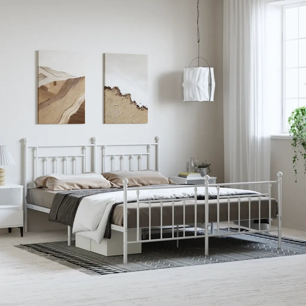 Giroletto con Testiera e Pediera-Struttura Letto Metallo Bianco 183x213 cm 389583