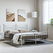 Giroletto con Testiera e Pediera-Struttura Letto Metallo Bianco 183x213 cm 389583