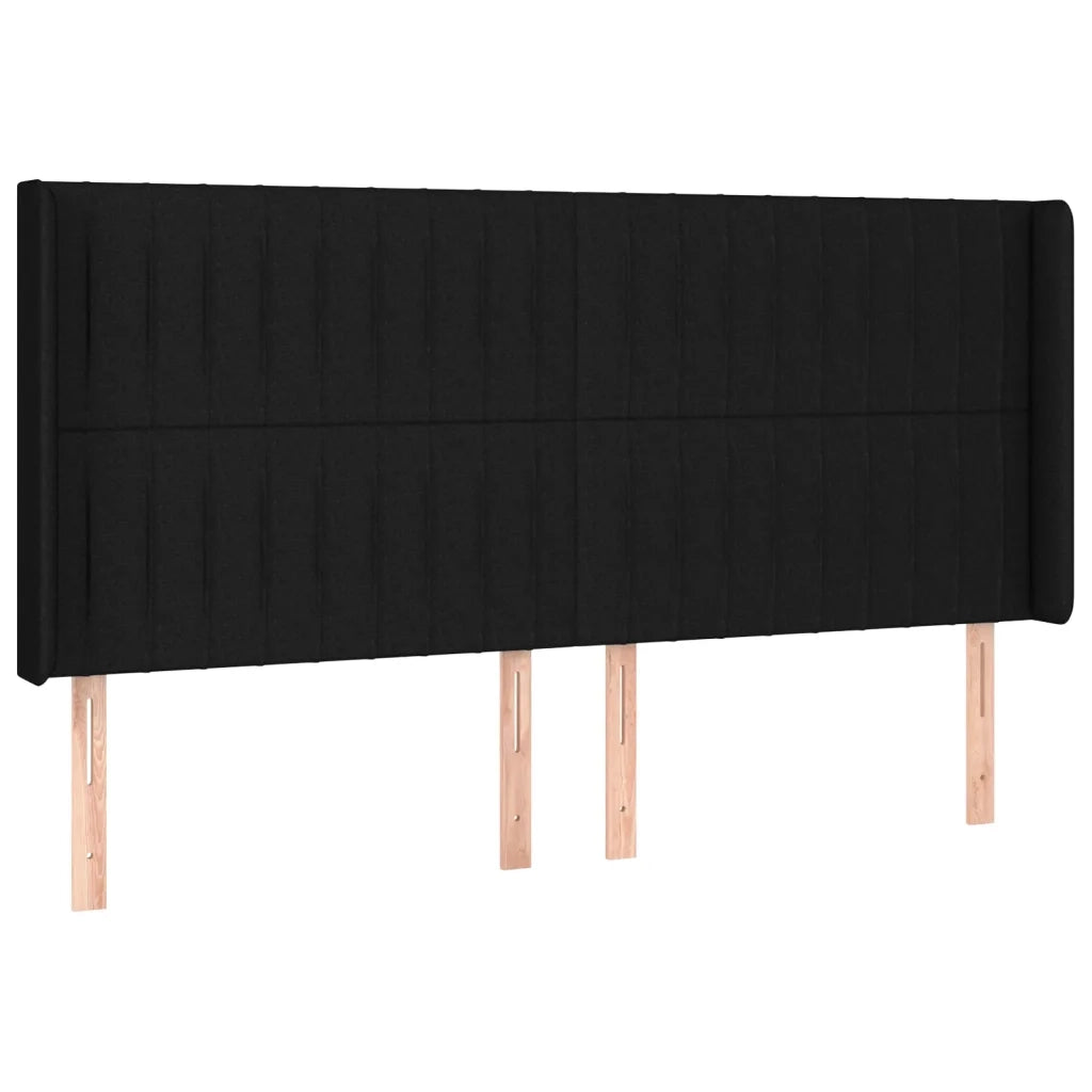 Testiera a LED Nera 183x16x118/128 cm in Tessuto