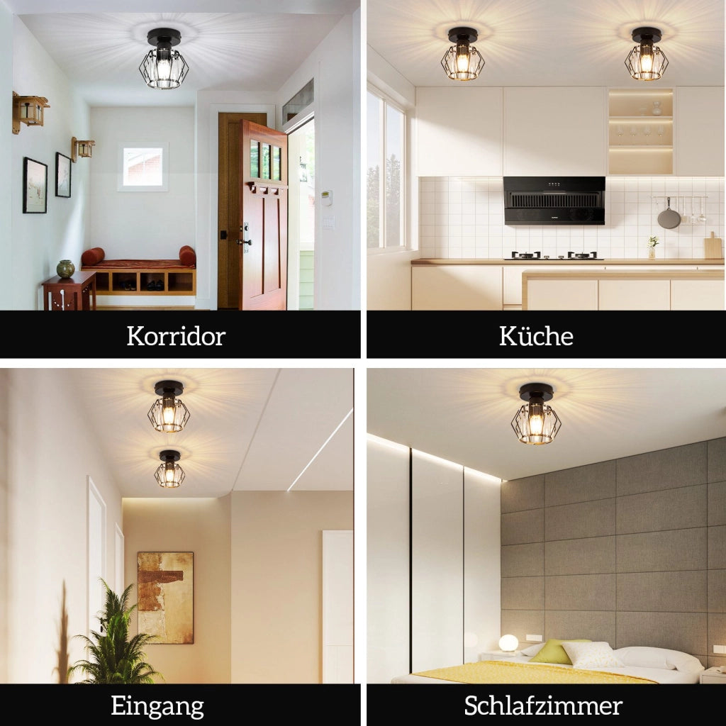 ZMH Lampada da soffitto plafoniera moderna cristallo nero E27 per uso interno