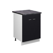Mobiletto base per cucina Fame-Line Nero rigato/Bianco 60 cm con cassetto, PL Antracite Vicco