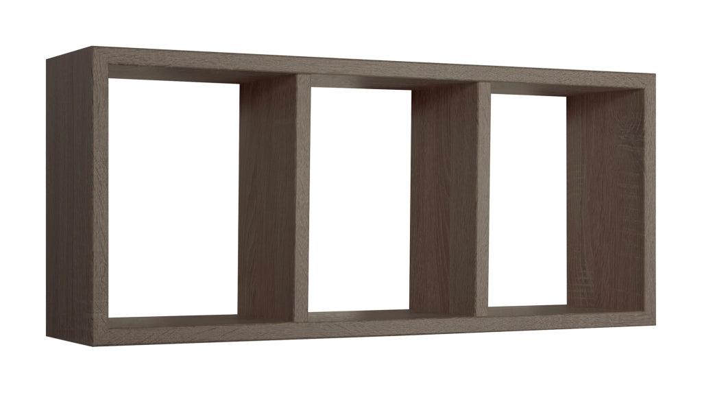 Mensola Rettangolare 3 Scomparti da Parete 70x30x15.5 cm in Fibra di Legno Tristano Noce Segato