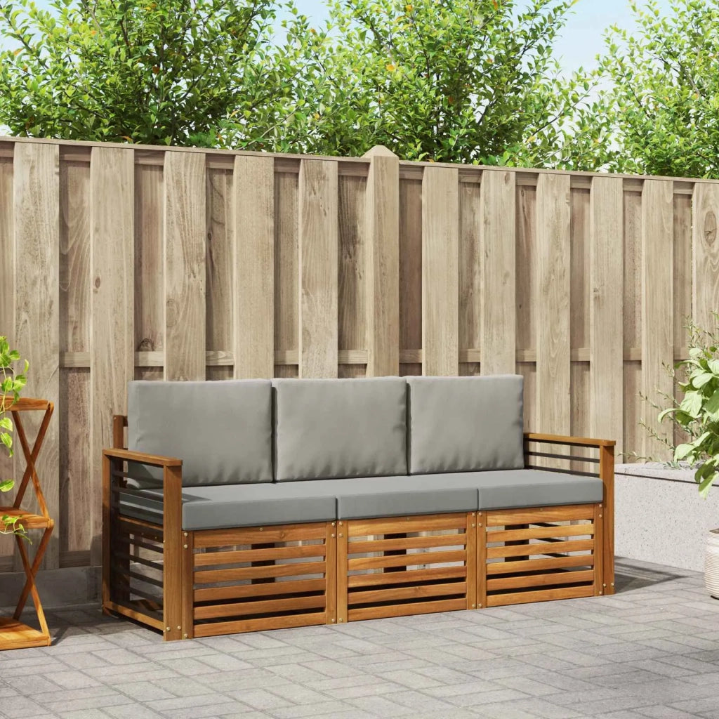 Set divani con cuscino 3 pcs Grigio Naturale e Chiaro