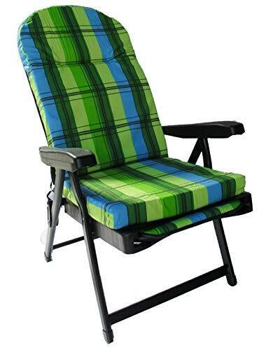 Metal F.A.R. S79RON Rodi Sedia Sdraio da Giardino Pieghevole con Poggiapiedi e Cuscino Struttura in Ferro colore Verde