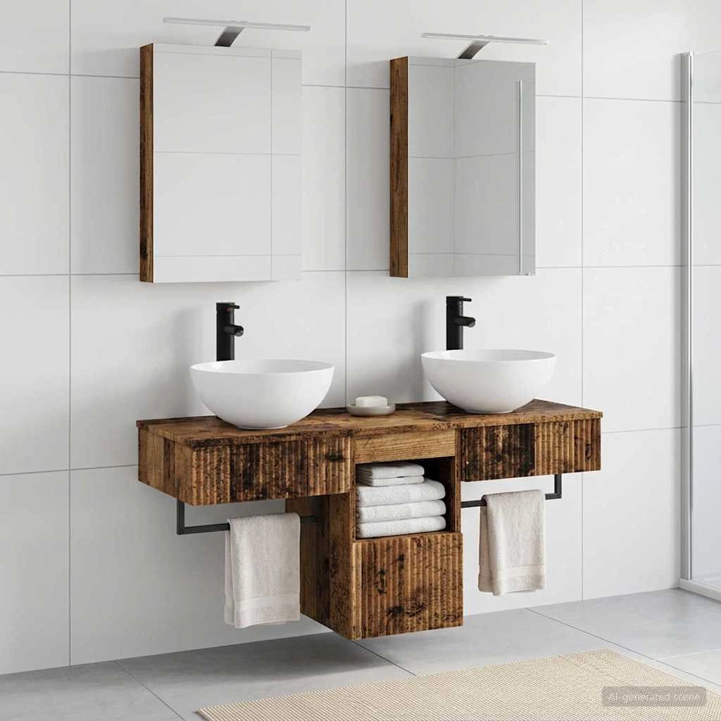 Set di Armadi da Bagno 5 pz Legno antico Legno ingegnerizzato 3406277