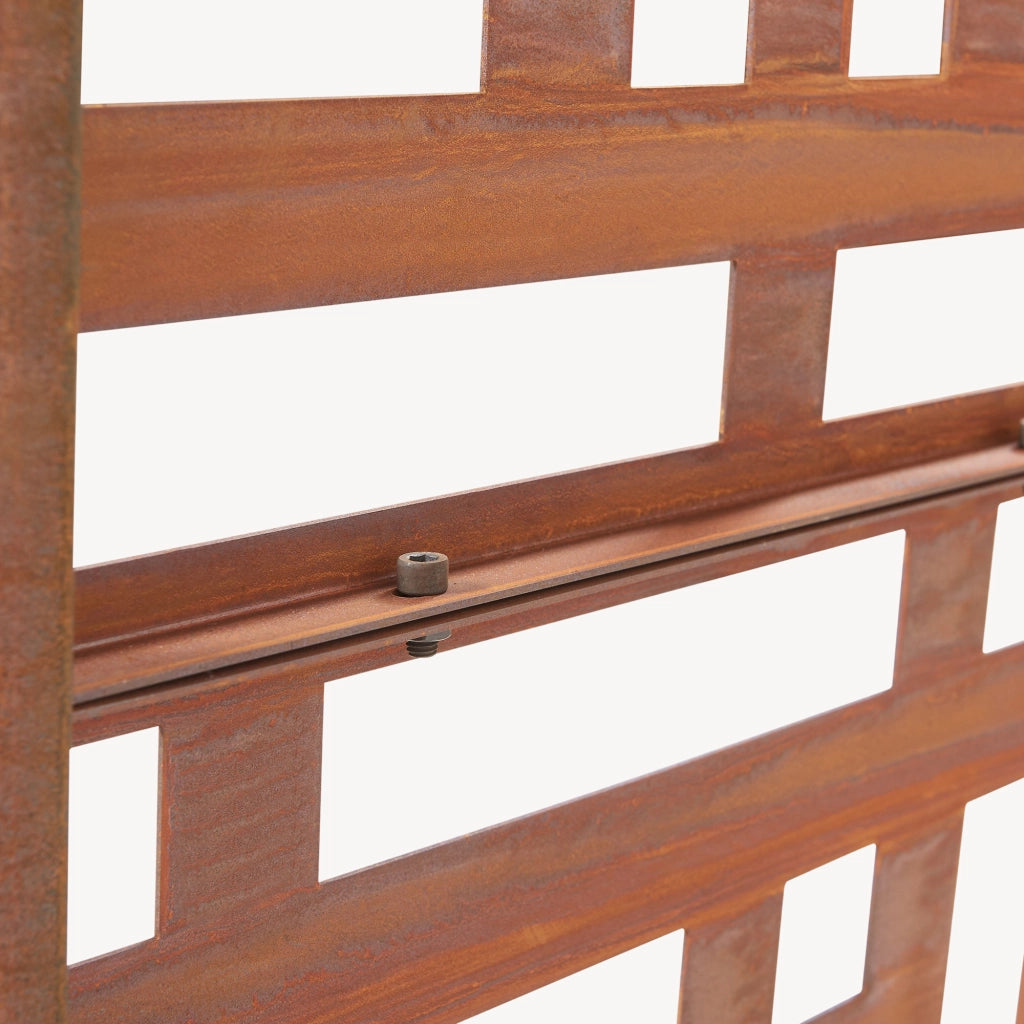 Pannello Divisorio Bernalda Struttura Traforata in Acciaio Corten 180 x 120 cm Marrone Ossidato casa.pro
