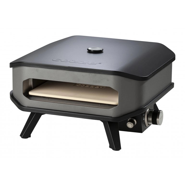 COZZE Forno per pizza a gas 13" con termometro, fino a 400°,  34 x 34 cm, include erogatore e copertura